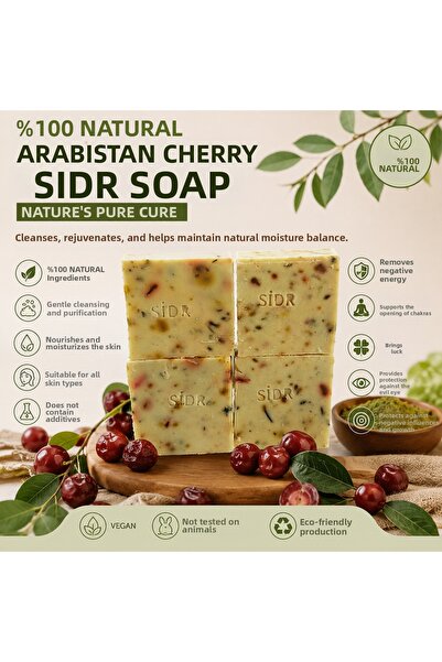 lunoria beauty 100% Natural Sidr Soap 1 kg (8 Pcs) – Handmade, Arabian Cherry...