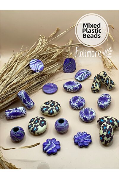 Fiolimore Mixed Color Plastic Beads (20 Pieces) Macrame Jewelry Design Hobby ...