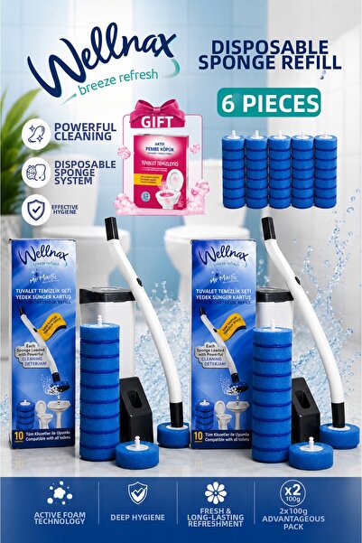 Wellnax breeze refresh 2 Pieces Toilet Cleaning Set + 60 Pieces Disposable To...