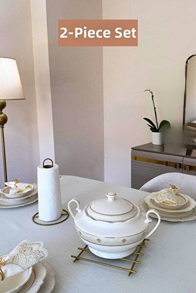 Edora Home مجموعة من 2 حامل مناشف ورقية ذهبية غير لامعة للمطبخ