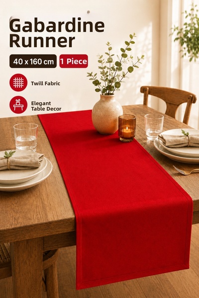 Morlay Gabardin Table Runner Cover Red 40X160 cm Decorative Table Top Runner