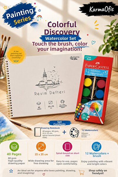 Faber Castell Painting Series White 25X35 cm 40 Sheets Drawing Pad and Faber-...