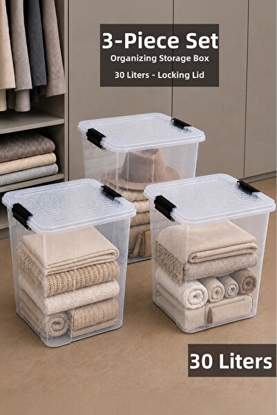 Meleni Home Organizator pentru dulap înalt, cu 3 compartimente - Cutie de dep...