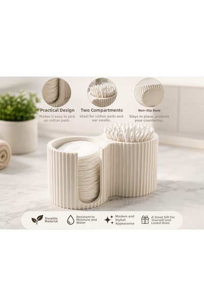 Snowy Home Modern and Stylish Double Compartment Cotton Pad and Earbud Holder...