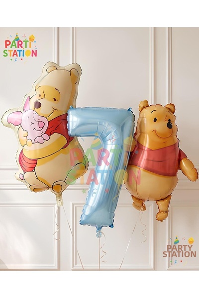 Parti Station مجموعة بالونات ويني ذا بوه كونسبت لعمر 7 سنوات، 3 قطع