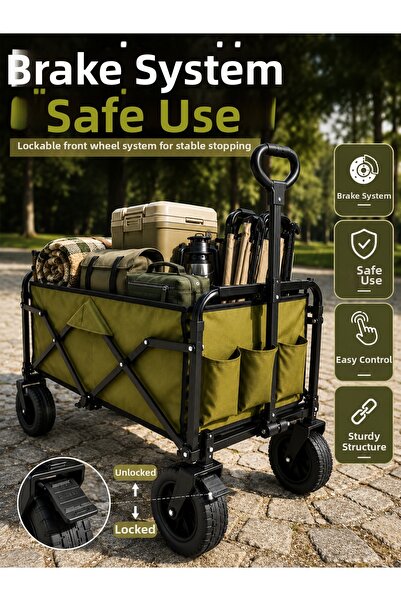 teknodayım 9 cm Thick Wheel Multi-Purpose Folding Cargo Trolley