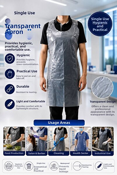 VELAR Disposable Transparent Aprons 100 Pieces