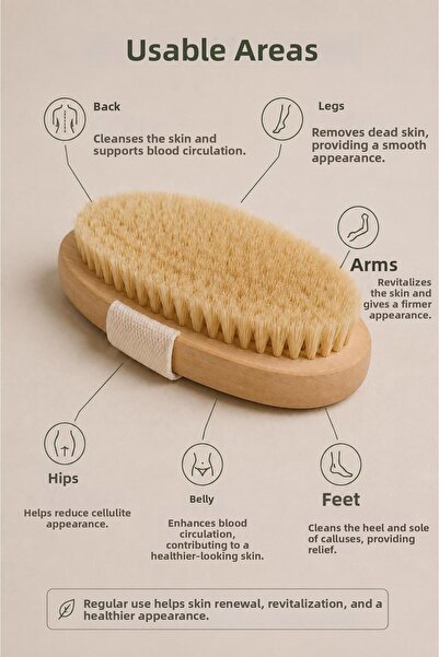 KARTEYA Natural Horsehair Brush - Dry Brushing and Peeling Brush