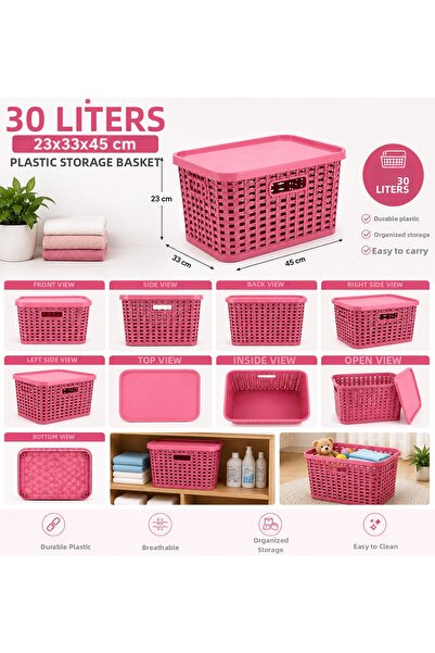 KAPLANBABA 30 Liter Toy Basket with Lid Plastic Toy Storage Box Organizer 23X...