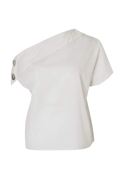 Συλλογή Trendyol Λευκή Υφαντή Μπλούζα (κάτω & επάνω μέρος) TWOSS26BZ00842