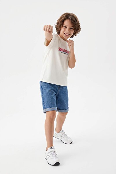 TRENDYOLKIDS تي شيرت محبوك سادة للأولاد من إكرو TKDSS26TS00088
