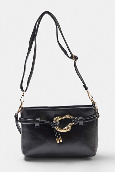 TRENDYOL SHOES Schwarze Damen-Umhängetasche in Minigröße mit Schnallendetail ...