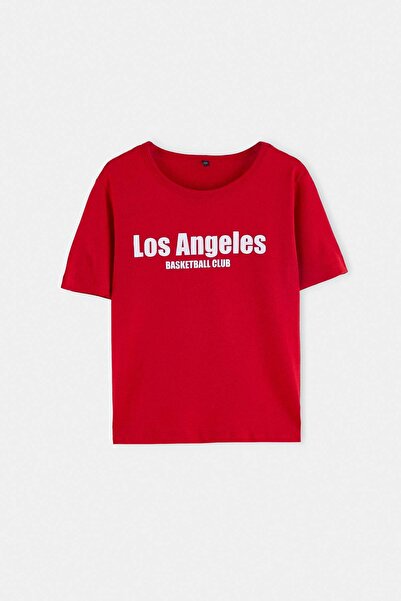 TRENDYOLKIDS Red Plain Knitted T-Shirt Tkdss26Ts00093