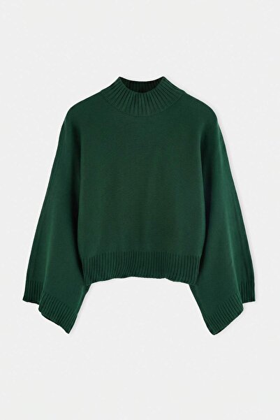 Trendyol Collection Emerald Green Wide Fit Spanish Sleeve Knitwear Sweater Tw...