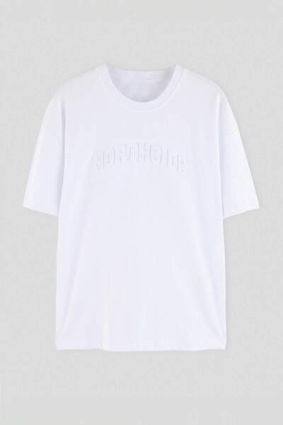 Trendyol Collection Tricou alb oversize/cu croială lejeră, cu imprimeu în rel...