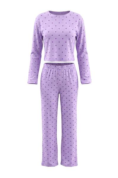 Trendyol Collection Lilac 100% Cotton Heart Not Available 30/1 Openend Single...