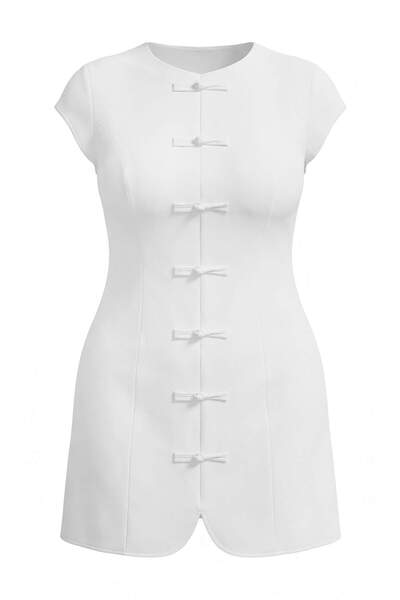 Trendyol Curve Rochie țesută ecru mărime mare TBBAW27AH00033