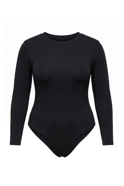Trendyol Curve Black Crew Neck Slim/Fitted Snap Fastener Flexible Knitted Bod...