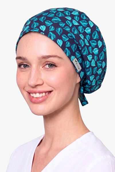 Viridi Medical Fashion MAVİ YAPRAK DESEN CERRAHİ BÜYÜK KLASİK BONE