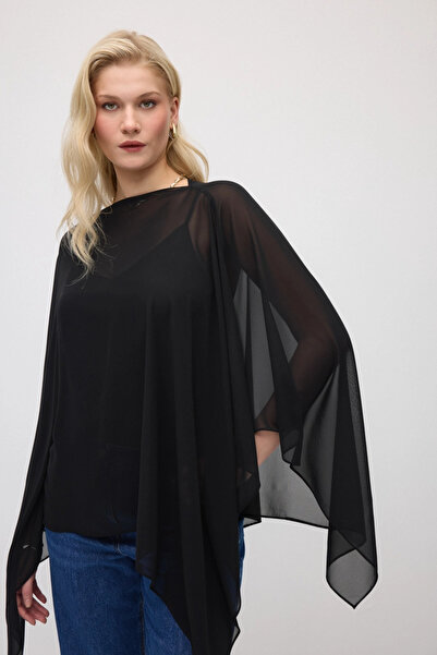 Gusto Chiffon Cape - Black