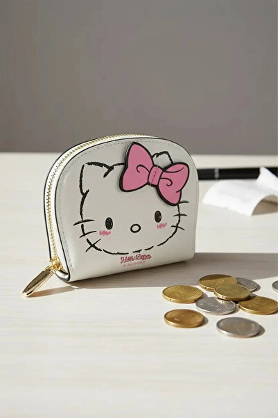 SANRIO Lisanslı Hello Kitty Pembe Fiyonklu Bozuk Para Cüzdanı 11 Cm