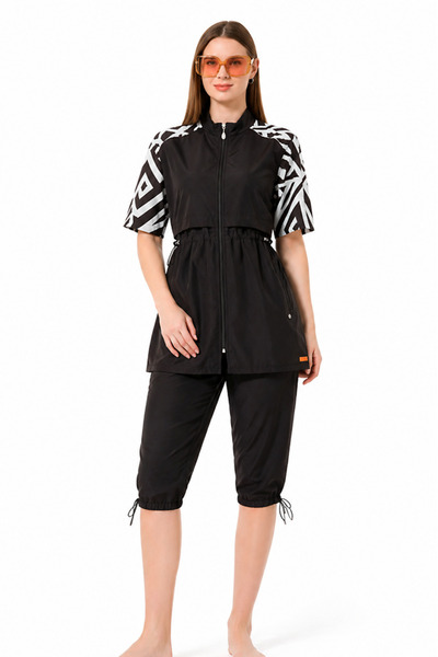 İYİBU Γυναικείο ημικλειστό κοντομάνικο σετ 3 τεμαχίων αθλητικό μαγιό Lycra κα...