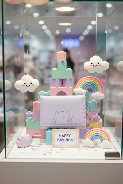 Miniso Lisanslı Küçük Ayı Serisi Üç Bölmeli Kadın Cüzdanı (Mor) – Fonksiyonel...