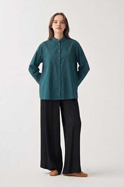 ALLDAY Πουκάμισο με πράσινη κεντητή λεπτομέρεια