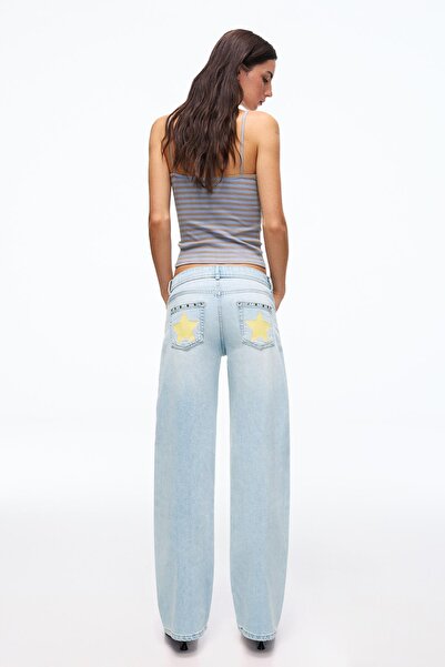 Bershka Düşük bel zımbalı baggy fit jean