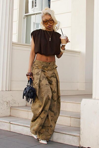 Bershka Balon efektli crop top