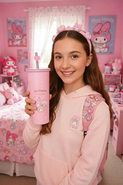 Miniso Sanrio Lisanslı Pipetli Paslanmaz Çelik Matara My Melody 800 ml