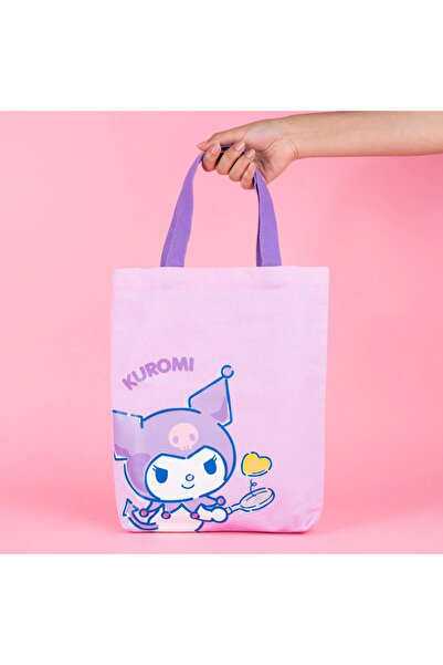 Miniso Sanrio Lisanslı Kuromi Bez Alışveriş Çantası 29x32 Cm