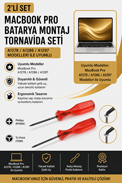 Mcstorey Macbook Pro Batarya Montaj Tornavida Seti A1278 A1286 A1297 Modeller...
