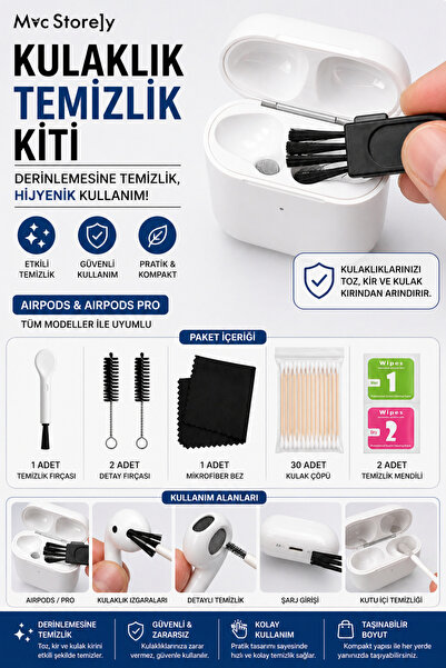Mcstorey Telefon Kulaklık Temizlik Kiti AirBuds Airpods Pro iPhone ile Uyumlu