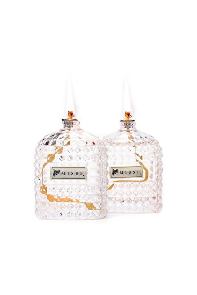 Missi 2'li Vanilya Sandal Kokulu Oval Kristal Cam Şişe Kandil Seti ( 2X100 ML)