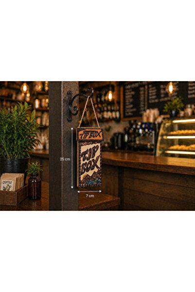 Kafe, Restoran, Dükkan İçin Askılı Ahşap Tipbox ( Bahşiş kutusu )