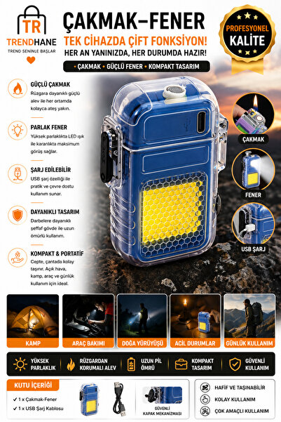 Trendhane Çakmak-Fener Mini Şarjlı Led Çok Amaçlı SDR-Z-114