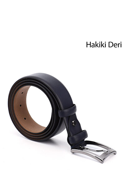 GÖNDERİ(R) Ανδρική ζώνη από γνήσιο δέρμα Navy Blue Antique Gön 13400