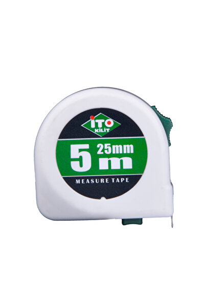 İto Kilit 12’li Set - Darbeye Dayanıklı Şerit Metre 5m x 25mm - Kemer Klipsli