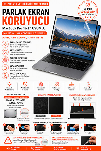 Mcstorey Macbook Pro 16.2inç Ekran Koruyucu M1 M2 M3 M4 Parlak A.scratch A248...
