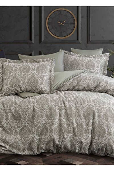 Dantela Cotton Satin Jacquard Double Duvet Cover Set - Carolina Khaki