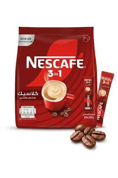Nescafe كيس مزيج قهوة سريعة التحضير 3 في 1، 20 غرام (30 كيسًا)
