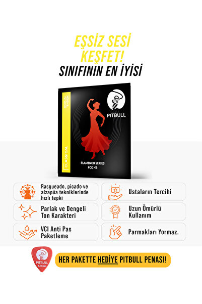 Pitbull Strings Серия Flamenco Нормално напрежение Класическа китарна струна ...