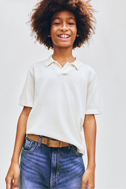 H&M Pamuklu İnce Triko Polo Tişört