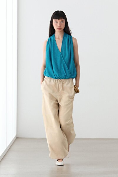 Massimo Dutti Keten kruvaze bluz