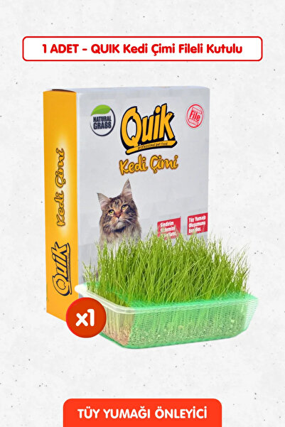 Quik Kedi Çimi Doğal Fileli ve Kutulu Tüy Yumağı Önleyici