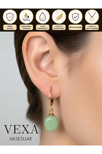 Vexa Aksesuar Natural Stone Earrings 316L Stainless Steel Earrings – Boxed – ...