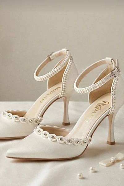 ModaNef Women's 7 cm Pearl Bridal Shoes