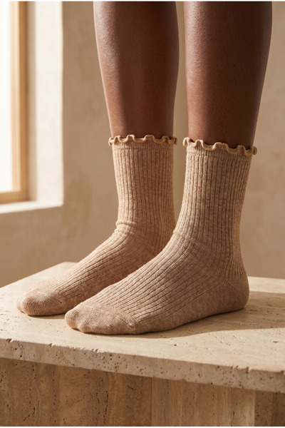 Katia&Bony Καφέ Frilly Ankle Socks - Γυναικείες