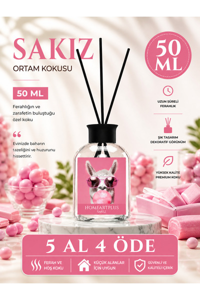 homeartplus Bubble Gum ( Sakız ) Oda kokusu bambu esansiyel uçucu yağ 50 ml